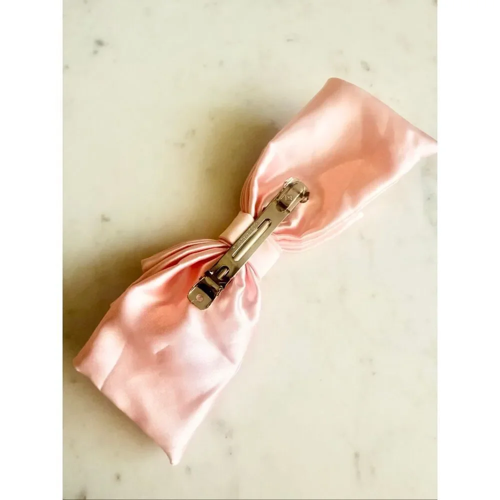 🌸 Blush Pink Satin Hair Bow Barrette